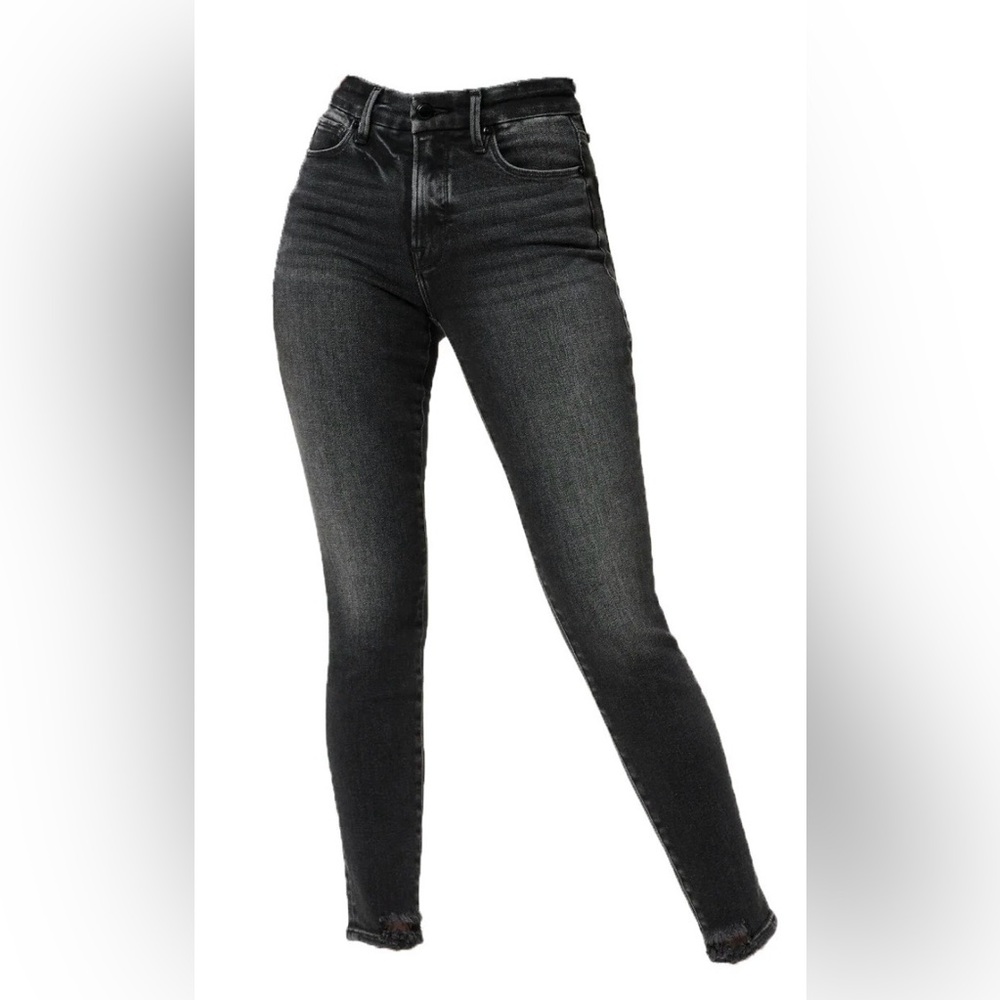 Good American NWT Good Waist Crop Black Wash High Rise Skinny Jeans Size 10